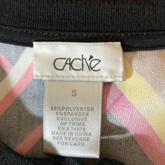 Cache Colorful Geometric 3/4 Sleeve Dress Size Small - Picture 6 of 6